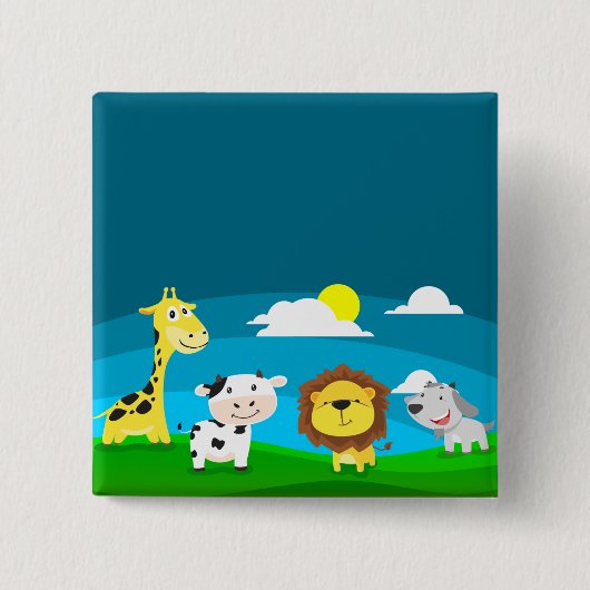Cartoon dieren       vierkante button 5,1 cm (Voorkant)
