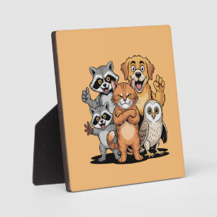Cartoon Dieren Vrienden Team Illustratie Fotoplaat