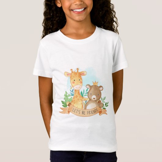 Cartoon Dieren Vriendschap T-shirt (Voorkant)