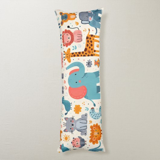 Cartoon dierpatroon lichaamskussen (Achterkant (Verticaal))