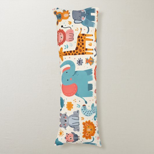 Cartoon dierpatroon lichaamskussen (Voorkant Verticaal)