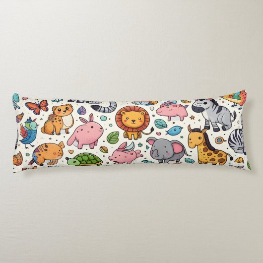Cartoon dierpatroon lichaamskussen (Achterkant)