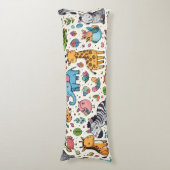 Cartoon dierpatroon lichaamskussen (Voorkant Verticaal)