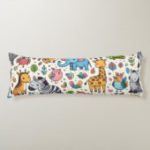 Cartoon dierpatroon lichaamskussen (Voorkant)