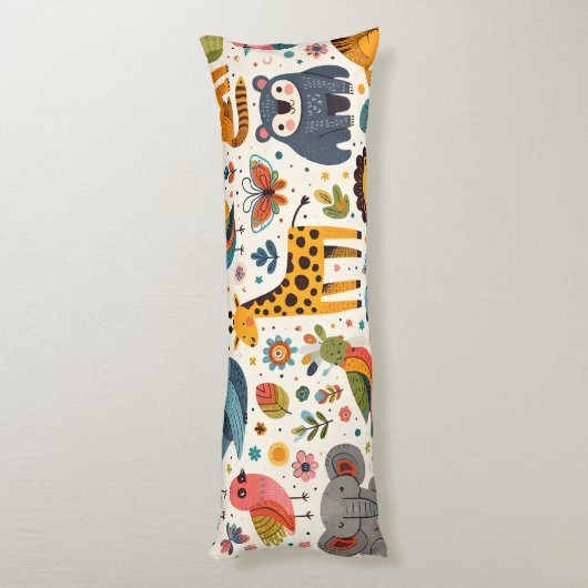 Cartoon dierpatroon lichaamskussen (Achterkant (Verticaal))