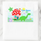 Cartoon Dino & Mushroom House Naam Sticker (Tas)