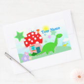 Cartoon Dino & Mushroom House Naam Sticker (Envelop)