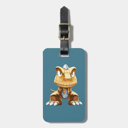 Cartoon Dinosaur Bagagelabel (Voorkant verticaal)