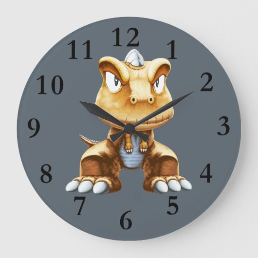 Cartoon Dinosaur Clock Grote Klok (Voorkant)