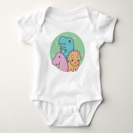 Cartoon Dinosaur Duo in Pastel Colors Romper (Voorkant)