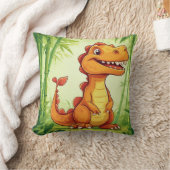 Cartoon Dinosaur in Bamboebos Kussen (Deken)