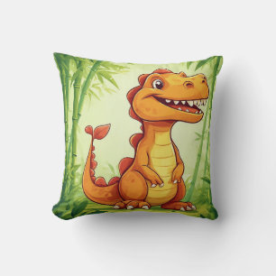 Cartoon Dinosaur in Bamboebos Kussen