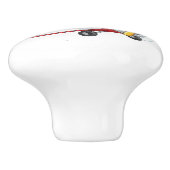 Cartoon Dinosaur Pilot Flying Red Airplane Keramische Knop (Zijkant)