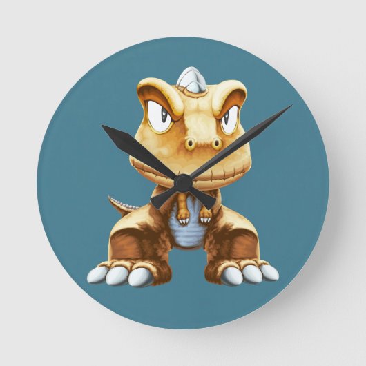 Cartoon Dinosaur Ronde Klok (Voorkant)