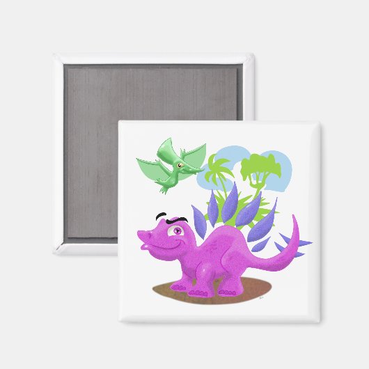 Cartoon Dinosaurs Magneet (Voorkant / Achterkant)