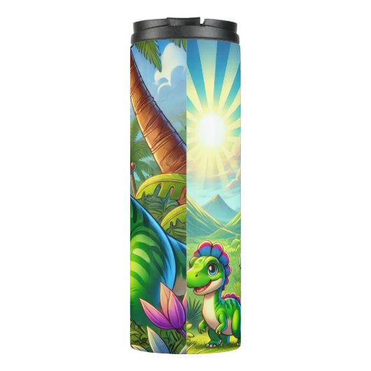 Cartoon Dinosaurs Oerwoud Fun Thermosbeker (Achterkant)