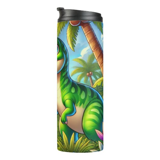 Cartoon Dinosaurs Oerwoud Fun Thermosbeker (Geroteerd rechts)