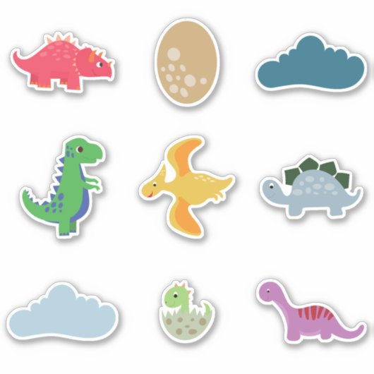 Cartoon Dinosaurs Sticker (Voorkant)