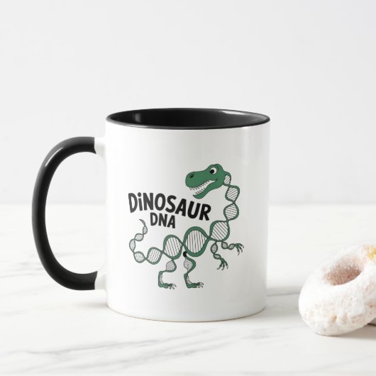 Cartoon Dinosaurus DNA - Eigenzinnige Prehistorisc Mok (Met donut)