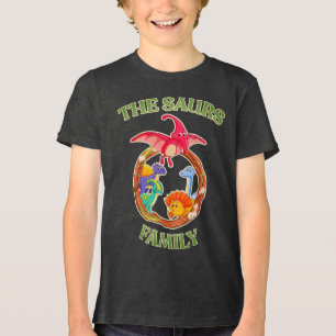 Cartoon Dinosaurus Familie T-shirt voor Jongens & 