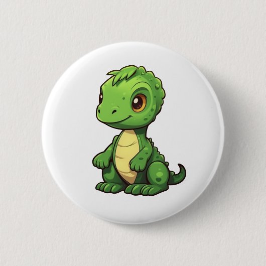 Cartoon dinosaurus illustratie ronde button 5,7 cm (Voorkant)
