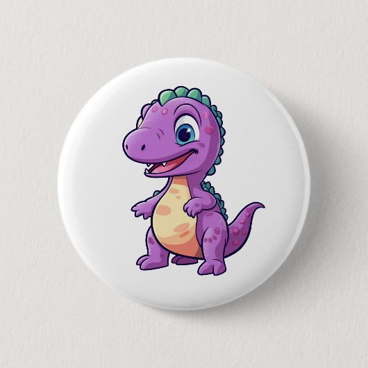 Cartoon dinosaurus illustratie ronde button 5,7 cm (Voorkant)