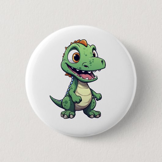 Cartoon dinosaurus illustratie ronde button 5,7 cm (Voorkant)