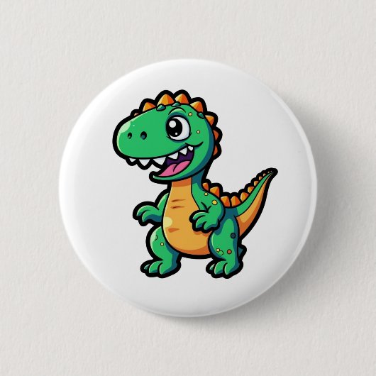 Cartoon dinosaurus illustratie ronde button 5,7 cm (Voorkant)