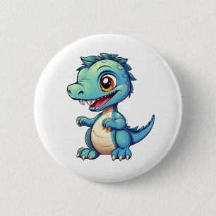 Cartoon dinosaurus illustratie ronde button 5,7 cm