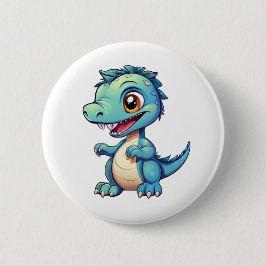 Cartoon dinosaurus illustratie ronde button 5,7 cm (Voorkant)
