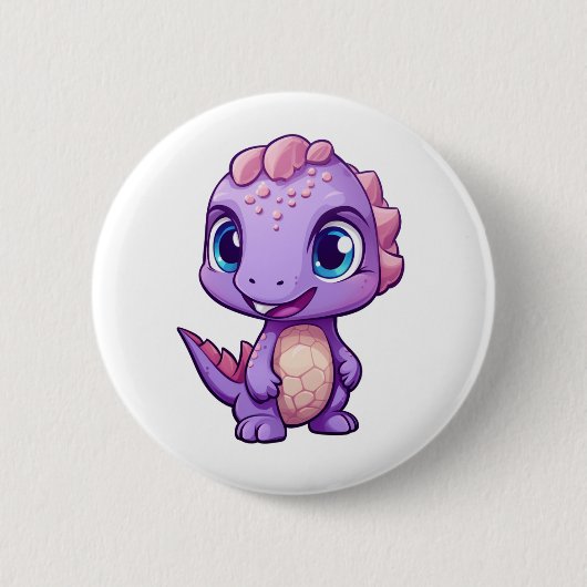 Cartoon dinosaurus illustratie ronde button 5,7 cm (Voorkant)
