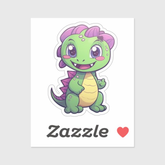 Cartoon dinosaurus illustratie sticker (Vel)