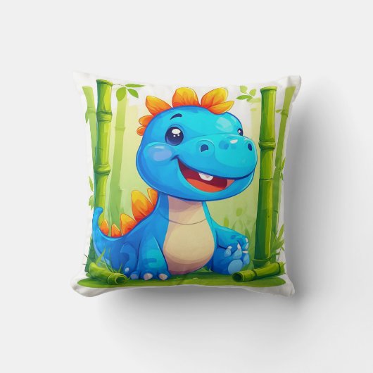 Cartoon dinosaurus in bamboebos kussen (Voorkant)