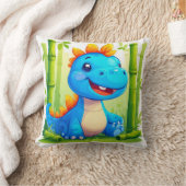 Cartoon dinosaurus in het bamboebos kussen (Deken)