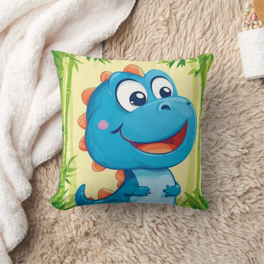 Cartoon dinosaurus in het bamboebos kussen (Deken)