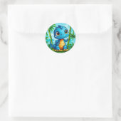 Cartoon dinosaurus Leuk Cadeau voor Kinderen, Spee Ronde Sticker (Tas)