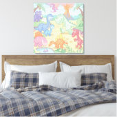 Cartoon Dinosaurus Verpakt Canvas Afdruk (Insitu (Slaapkamer))