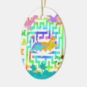 Cartoon Dinosaurussen in een kleur Maze Ornament (Links)