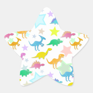 Cartoon Dinosaurussen Kleur Ster Sticker