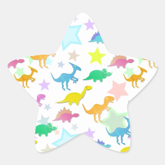 Cartoon Dinosaurussen Kleur Ster Sticker (Voorkant)