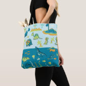 Cartoon Dinosaurussen: Land & Zee Set Tote Bag (Dichtbij)