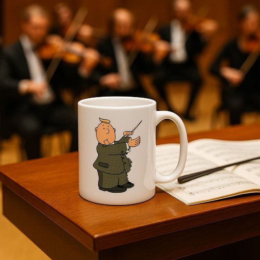 Cartoon Dirigent met Dirigentenstok Koffiemok