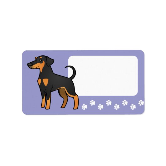 Cartoon Doberman Pinscher (floppy ears) Etiket (Voorkant)