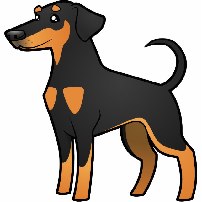 Cartoon Doberman Pinscher (floppy ears) Fotobeeldje Magneet (Voorkant)