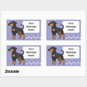 Cartoon Doberman Pinscher (floppy ears) Rechthoekige Sticker (Vel)