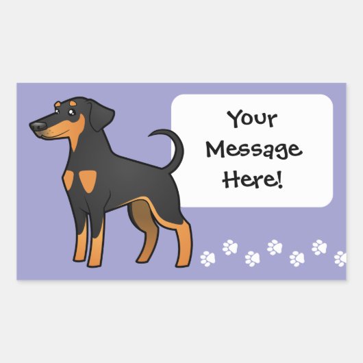 Cartoon Doberman Pinscher (floppy ears) Rechthoekige Sticker (Voorkant)