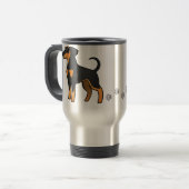Cartoon Doberman Pinscher (floppy ears) Reisbeker (Voorkant links)