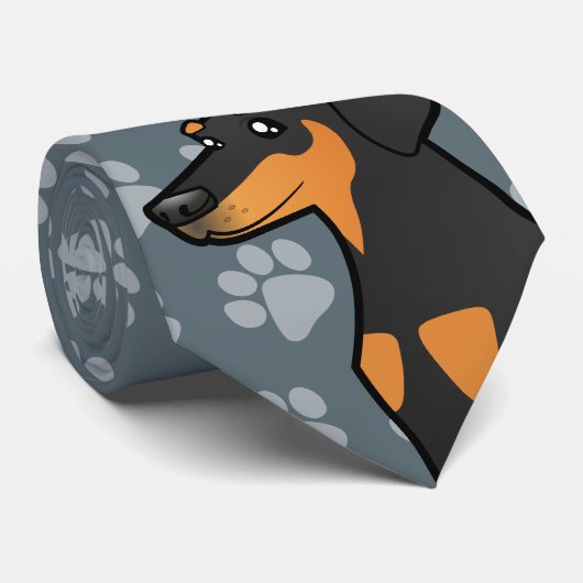 Cartoon Doberman Pinscher (floppy ears) Stropdas (Opgerold)