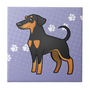 Cartoon Doberman Pinscher (floppy ears) Tegeltje