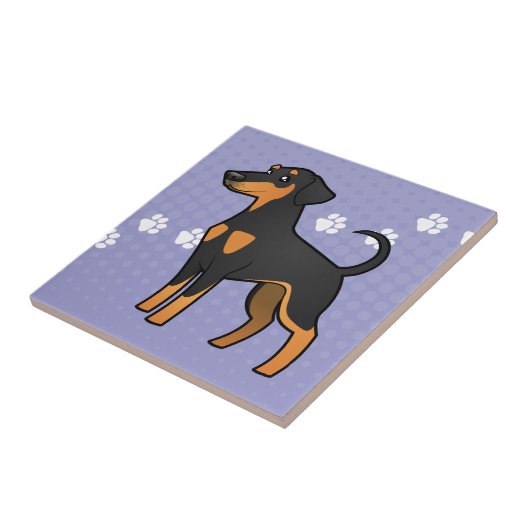 Cartoon Doberman Pinscher (floppy ears) Tegeltje (Zijkant)